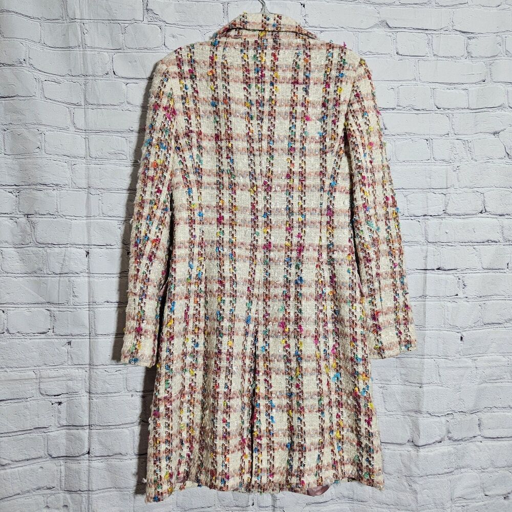 Zara Basic Womens Size L  Wool Blend Boho Multi Tweed Color Coat Jacket - Picture 2 of 6